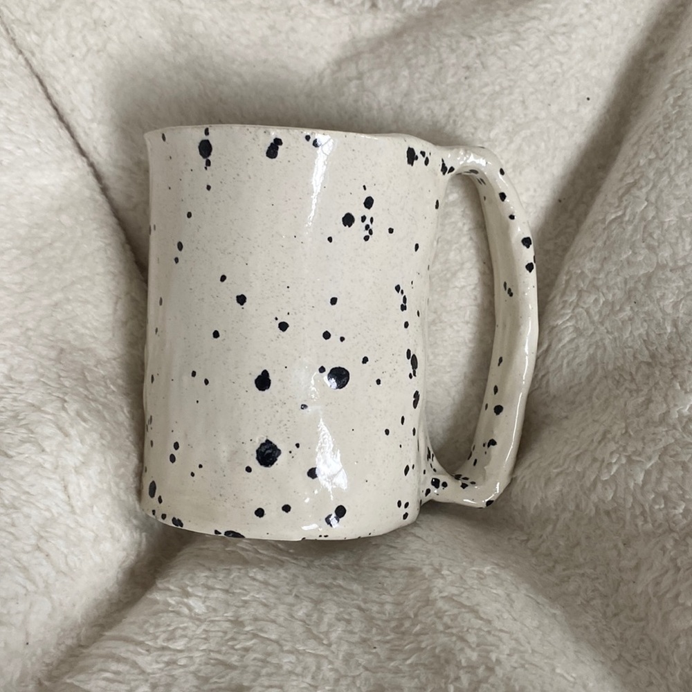 handmade black and white mug